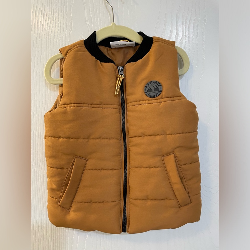 Timberland Tan Puffer Vest 12 M Great Condition Zip Up